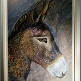 Blue donkey portrait painting