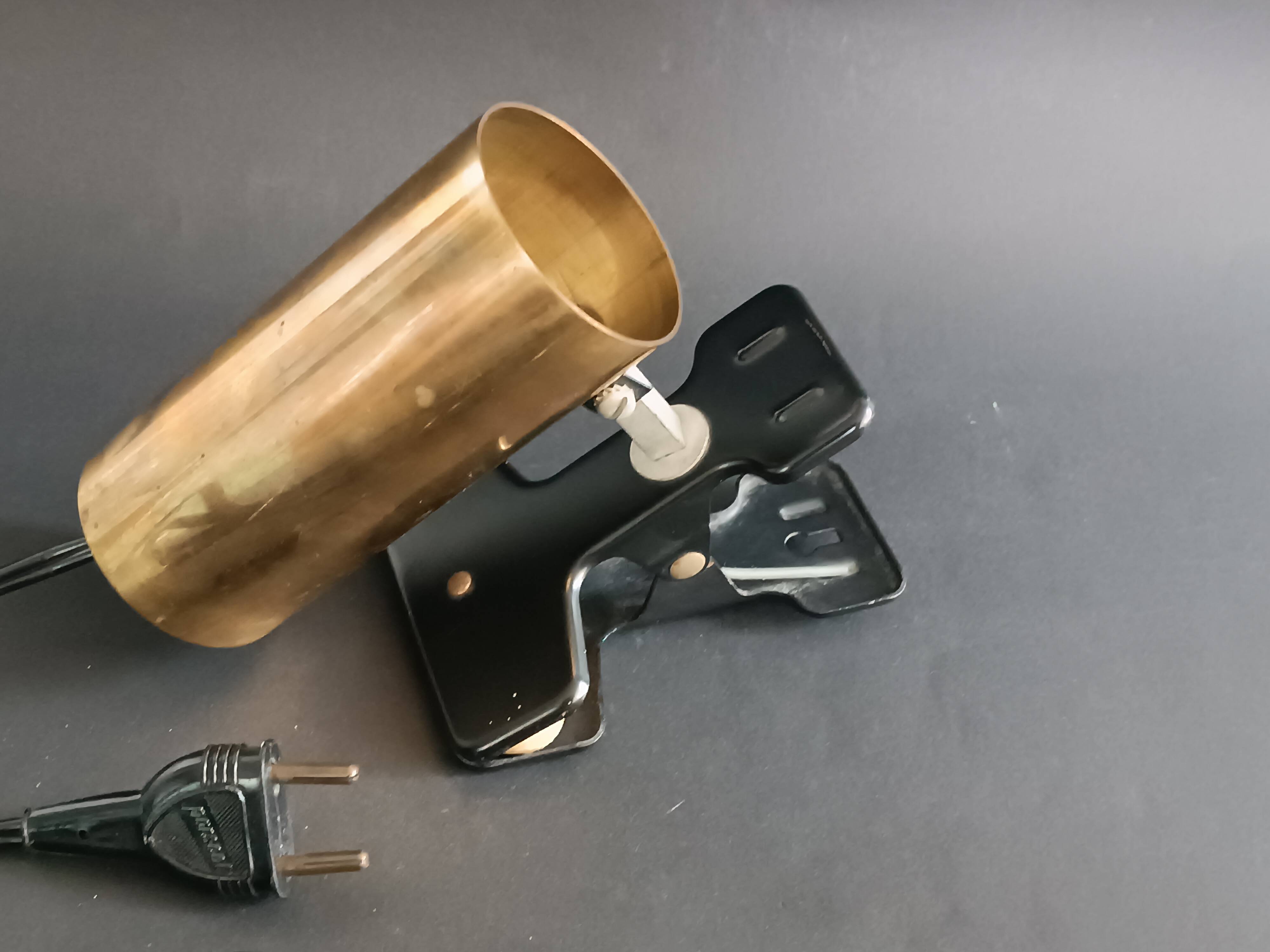 Parscot 1960s gold metal tube clamp lamp