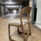 Restored vintage sleigh chairs – solid wood & textured fabric