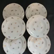 6 antique deep plates in porcelain