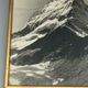 Old photo in black and white artistic mountain in golden frame