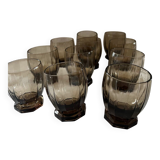 Smoked glass liquor glasses