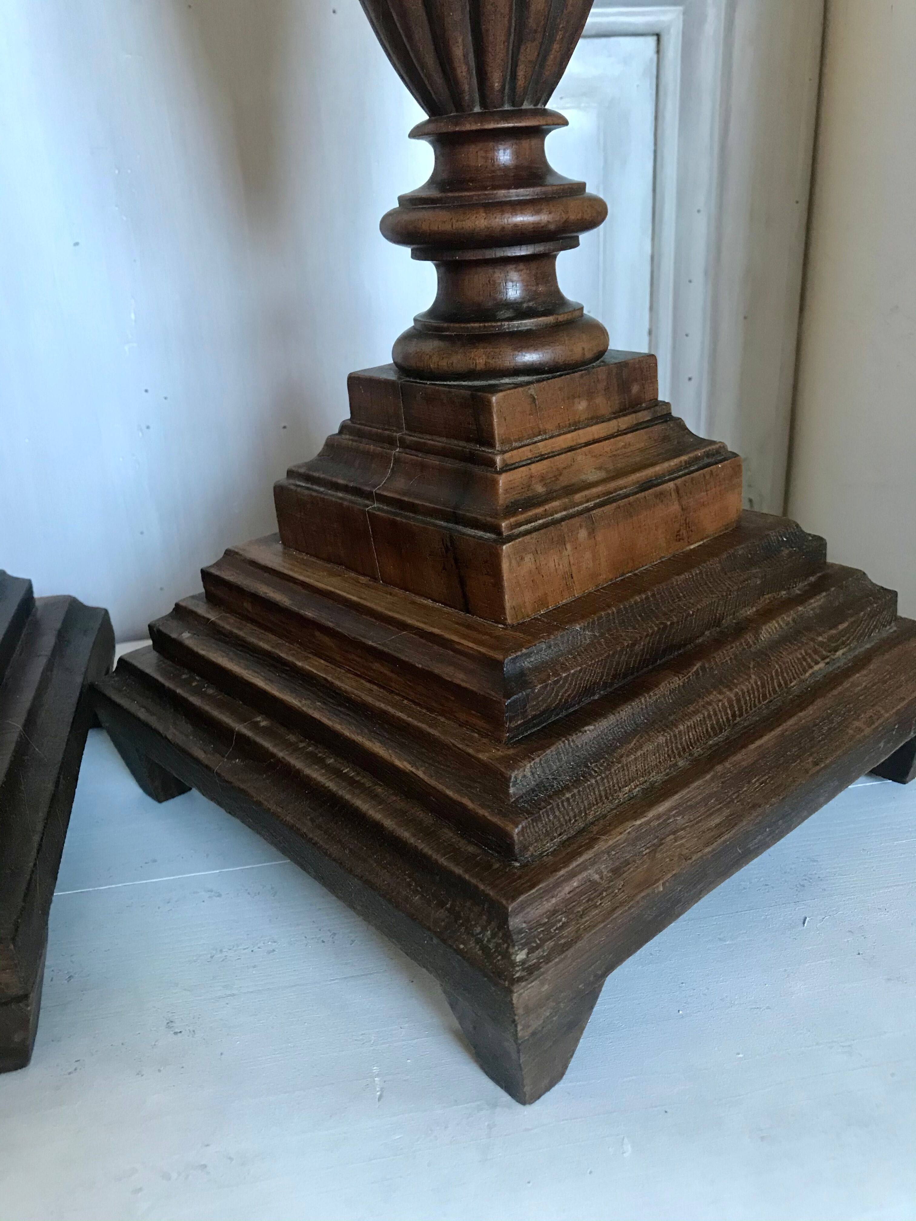 Pair of art deco wooden lamps