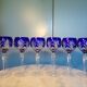 6 cut crystal cobalt blue wine glasses h=20cm