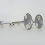 Paire de bougeoirs italiens "Arbre" en fonte d'aluminium années 80