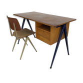 Rare Galvanitas desk with matching Chair Netherlands cabinet style proved compass