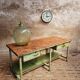 Old workbench kitchen island steel with wood