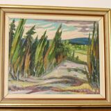 Oil painting on Swedish panel from the mid-century "Forest Landscape" - Vintage and framed