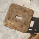 Pair of vintage wooden workshop stools with a patina.
