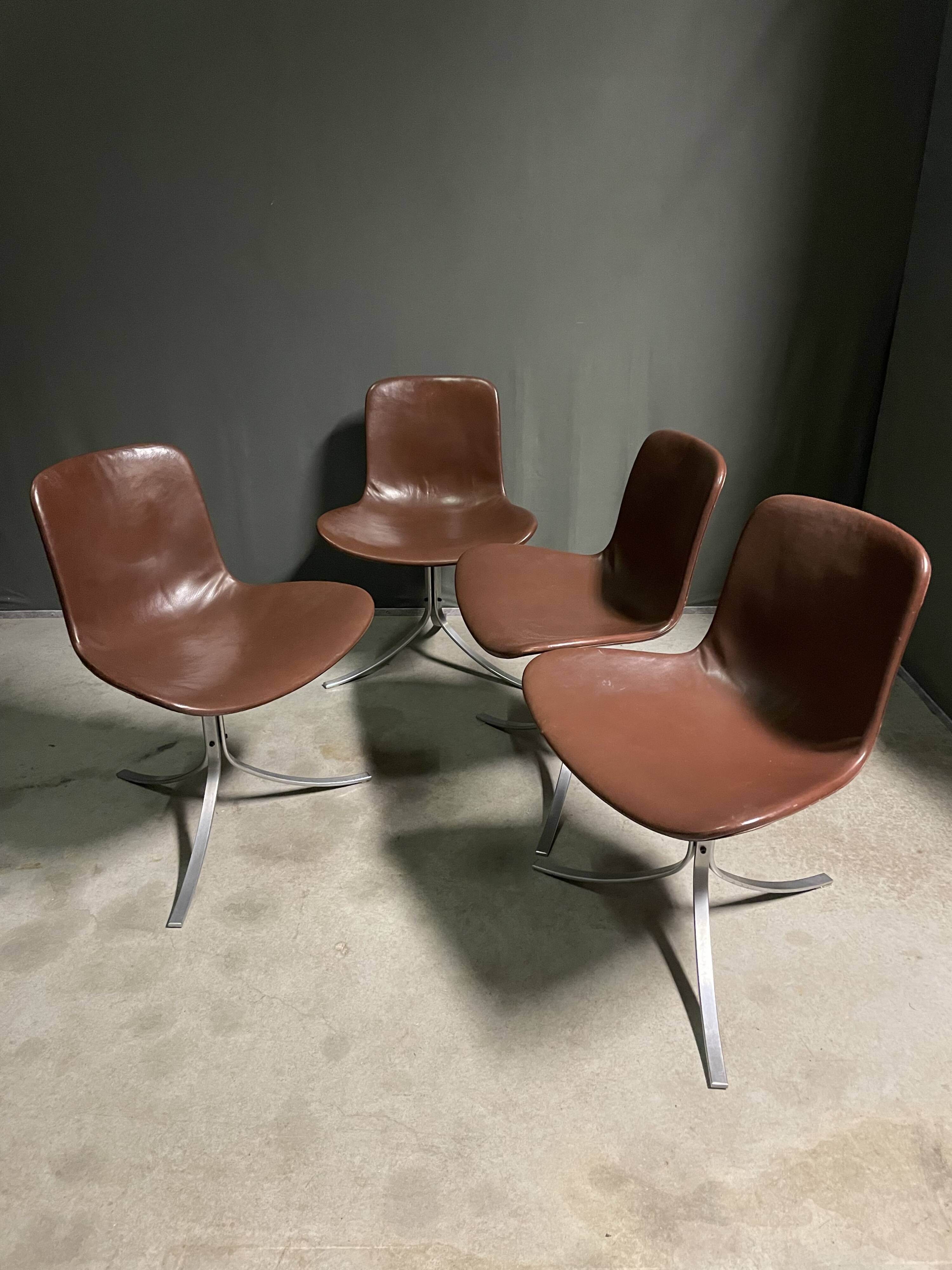 Set of 4 - pk9 chairs by poul kjærholm for e. kold christensen, 1960s