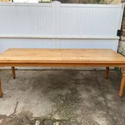 Large farmhouse dining room table 250cm in solid pine turned legs 1990