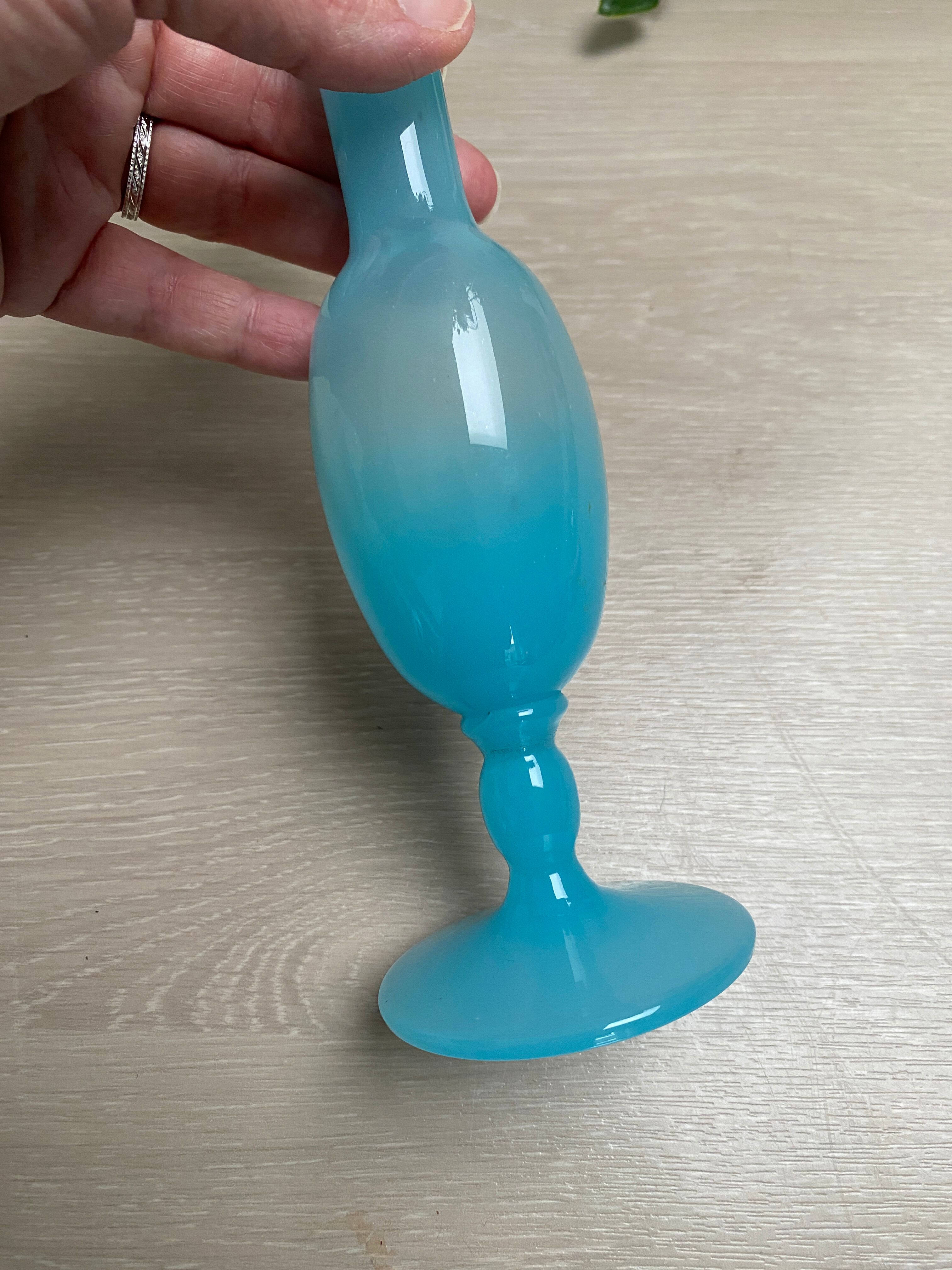 Blue opaline glass soliflore vase