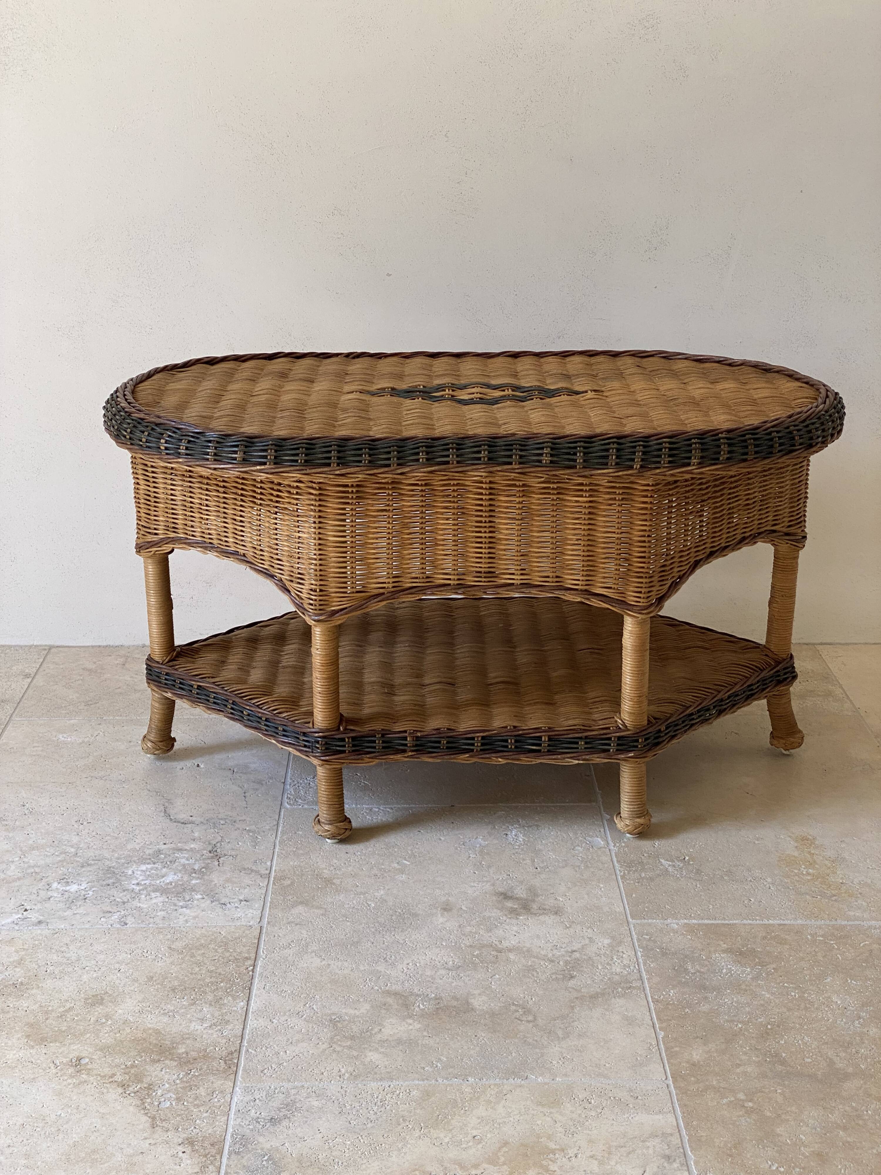 Vintage rattan coffee table – 1970s Riviera spirit