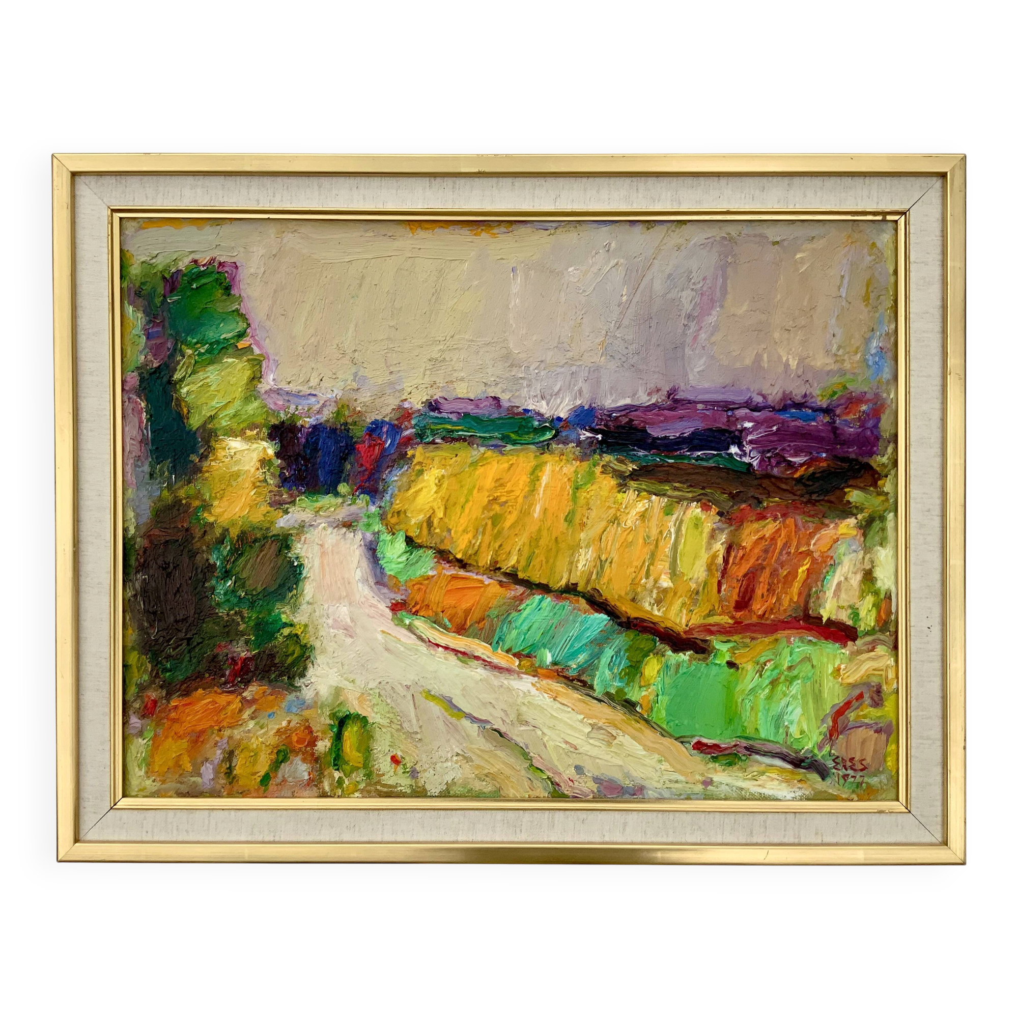 Vintage Original Expressionist Oil On Canvas By A. Eres, 1977