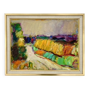 Vintage Original Expressionist Oil On Canvas By A. Eres, 1977