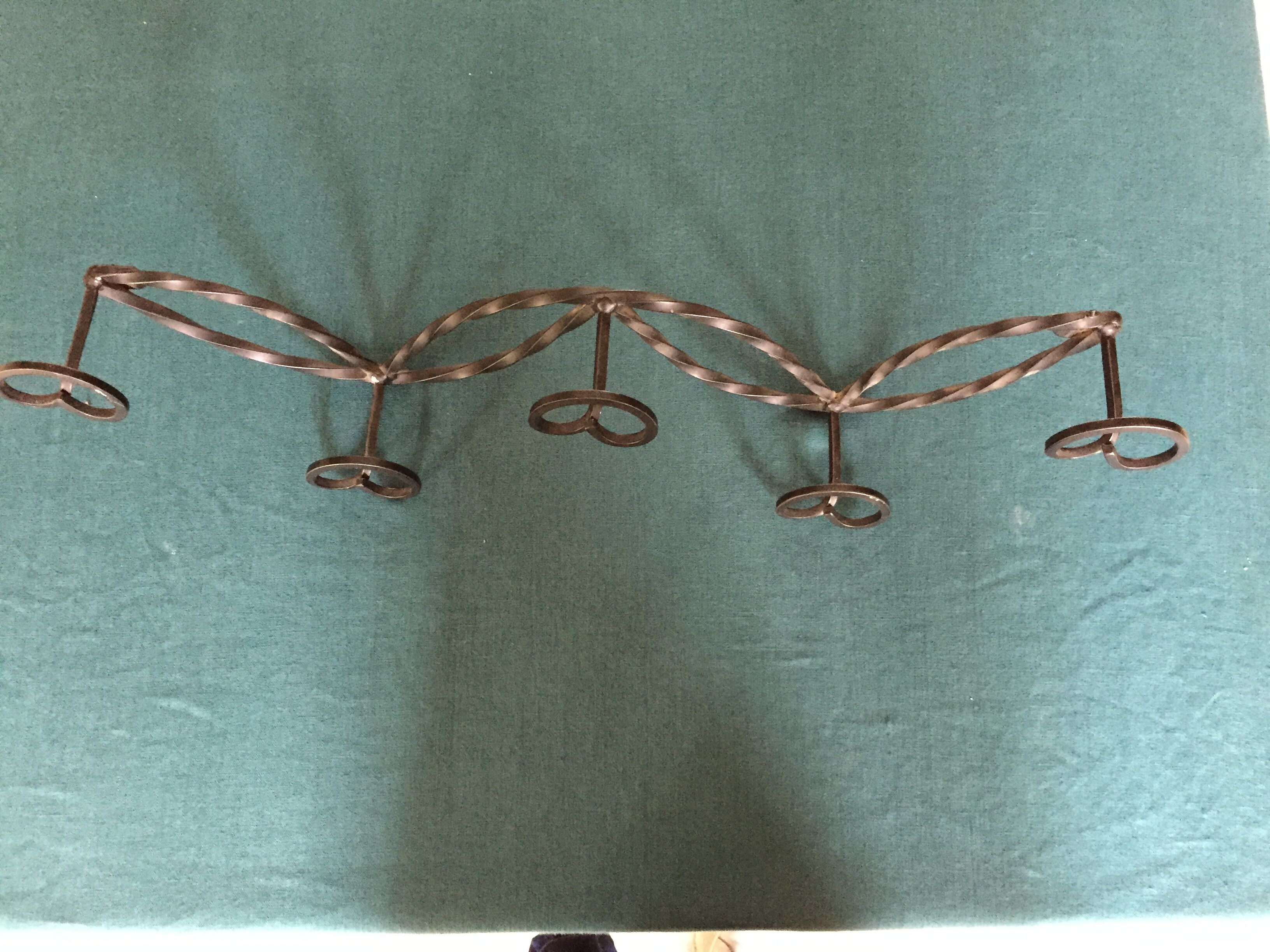 Vintage wrought iron coat/patère with 5 hooks