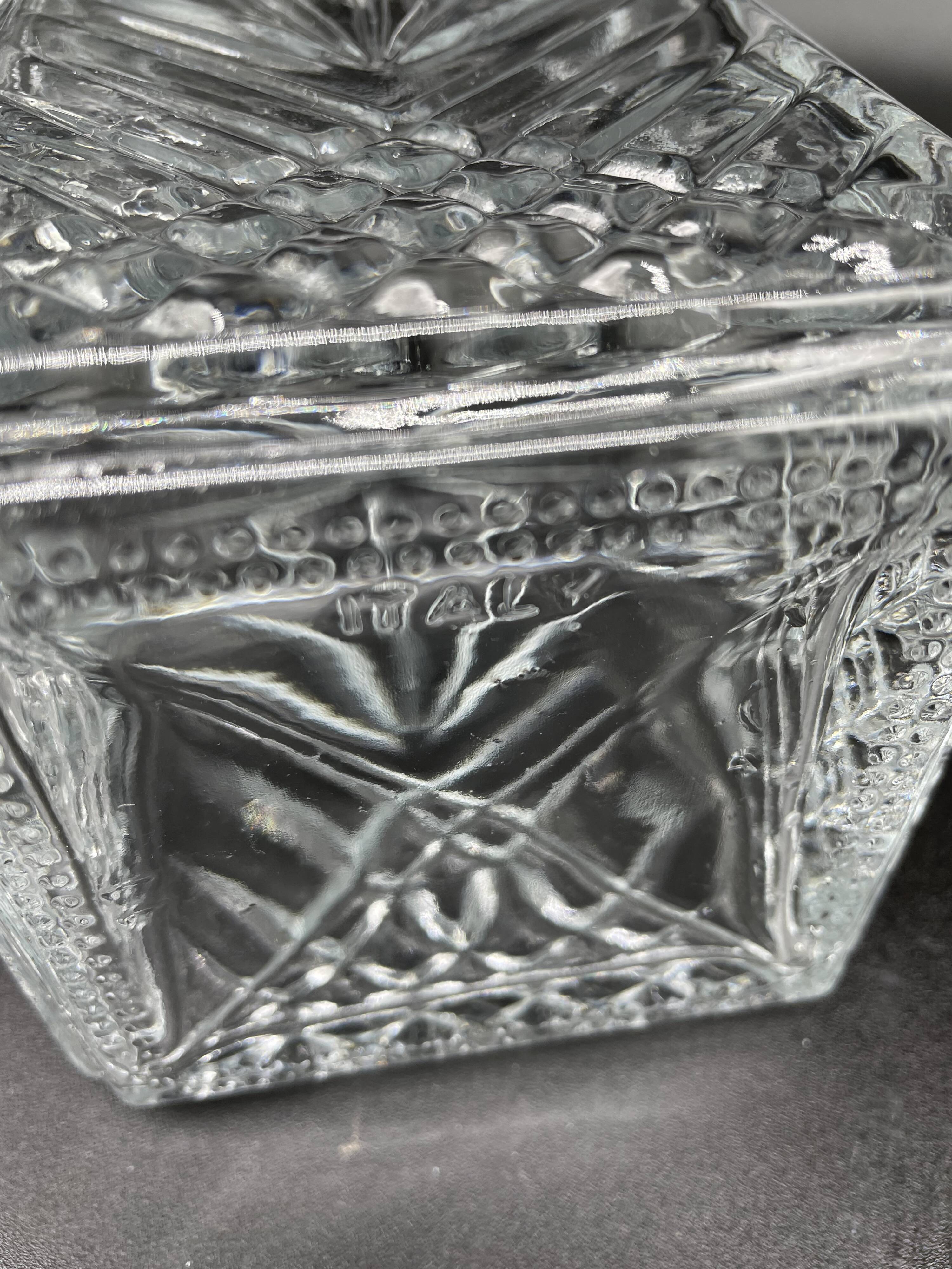 Vintage, whisky decanter, bottle, pitcher, cork, diamond décor, vegetable, 1960s, 1970s, Italy