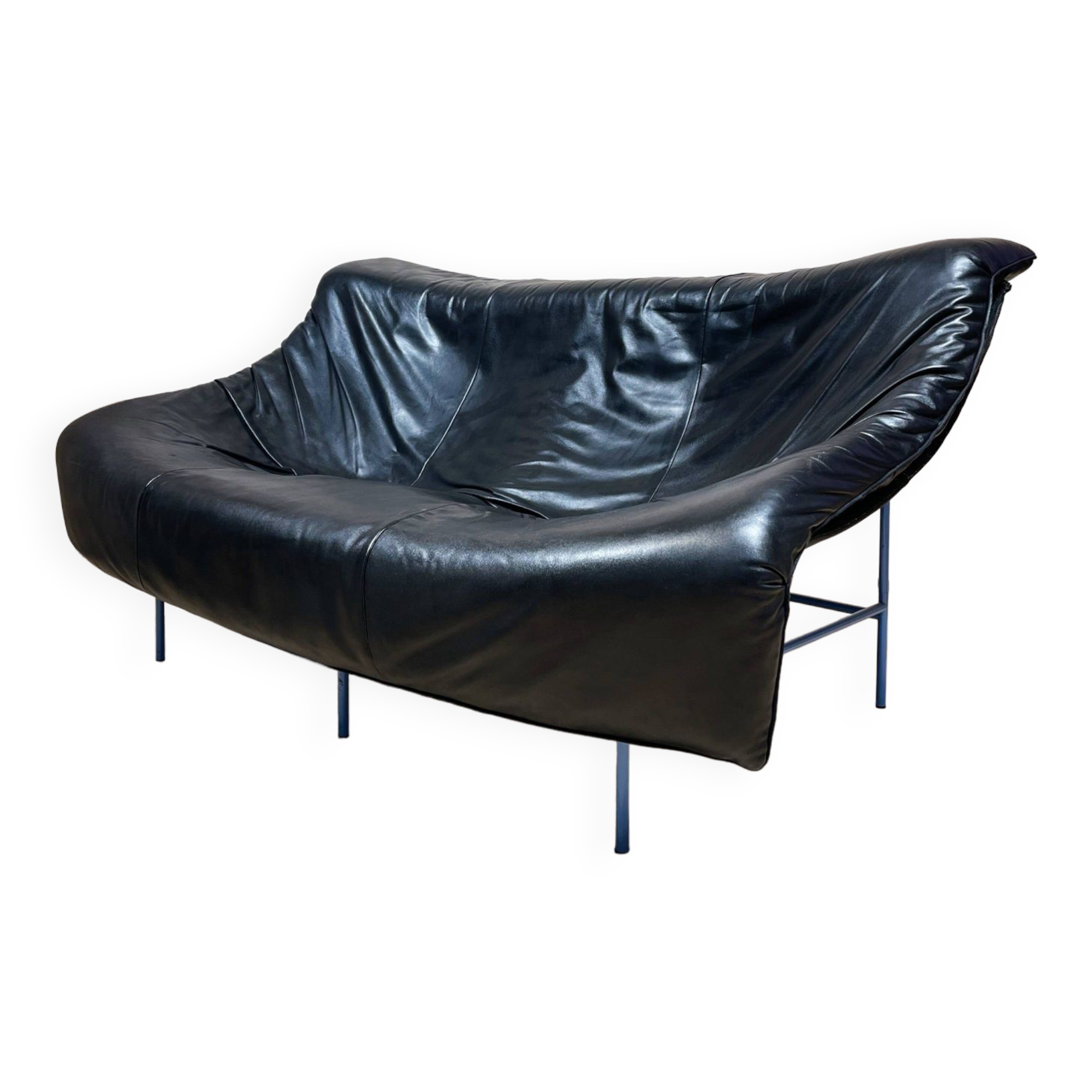 Canapé Butterfly en cuir noir, Montis 1980