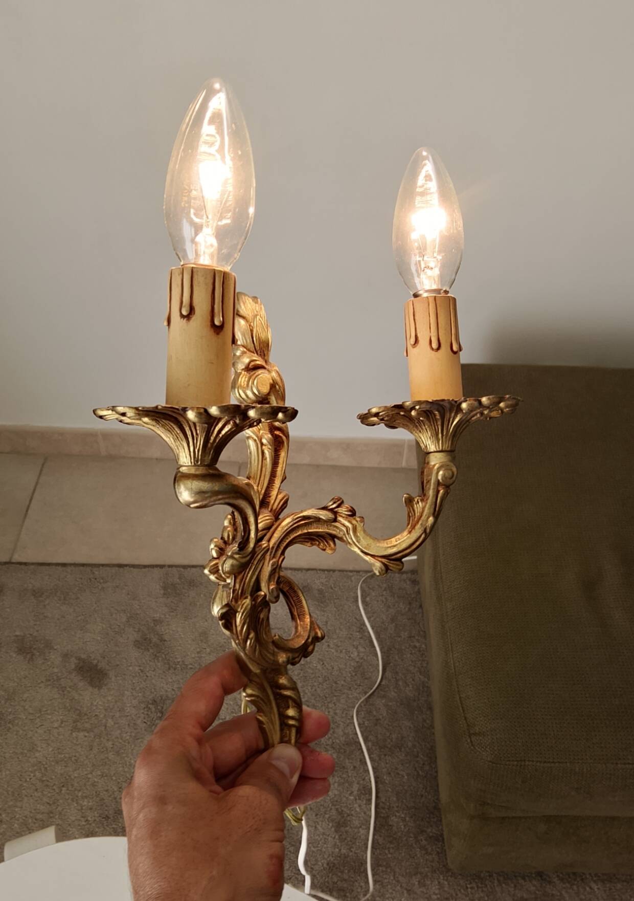 Pair of antique Rococo wall sconces in Louis XV style.
