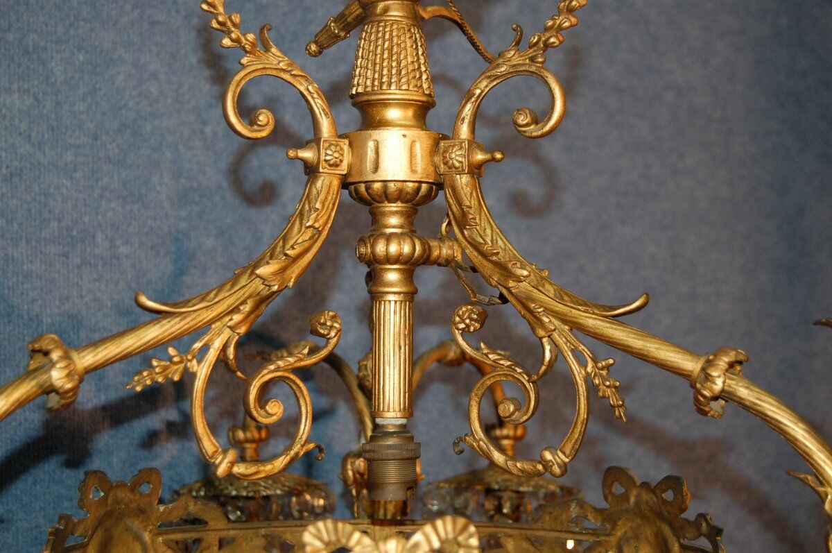 Gilded bronze chandelier and tassels late nineteenth century