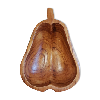 Empty wooden pocket in the shape of a vintage pear