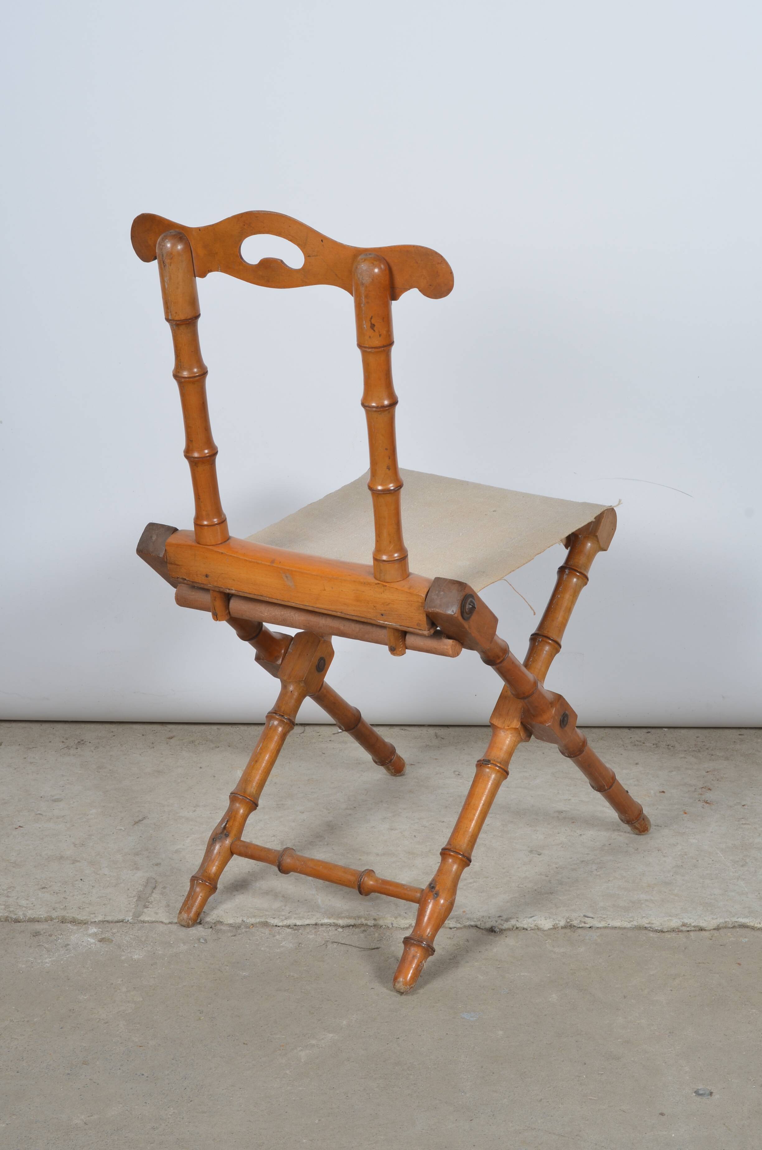 Folding wooden chair imitation bamboo