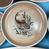 Fish service, Main course and 10 plates Sarreguemines Granville, vintage