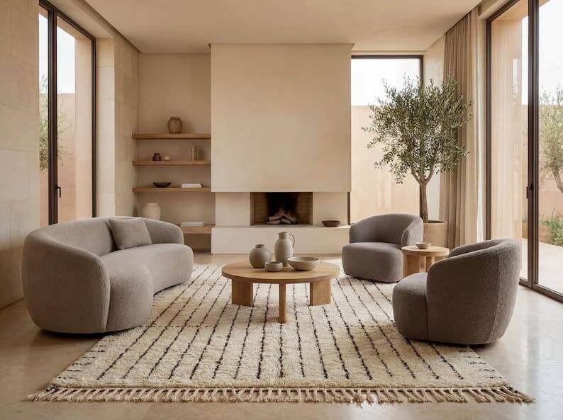 Handmade traditional pure wool carpet, size 100x200 cm.