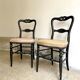 Napoleon III chair in black wood and beige skaï
