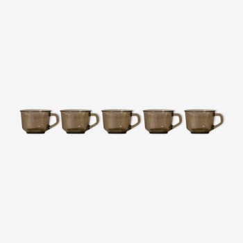 Set of 5 cups of Arcoroc coffee, smoked gray