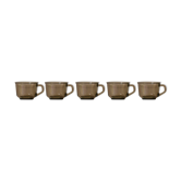 Set of 5 cups of Arcoroc coffee, smoked gray