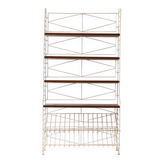 Vintage bookcase with metal frame