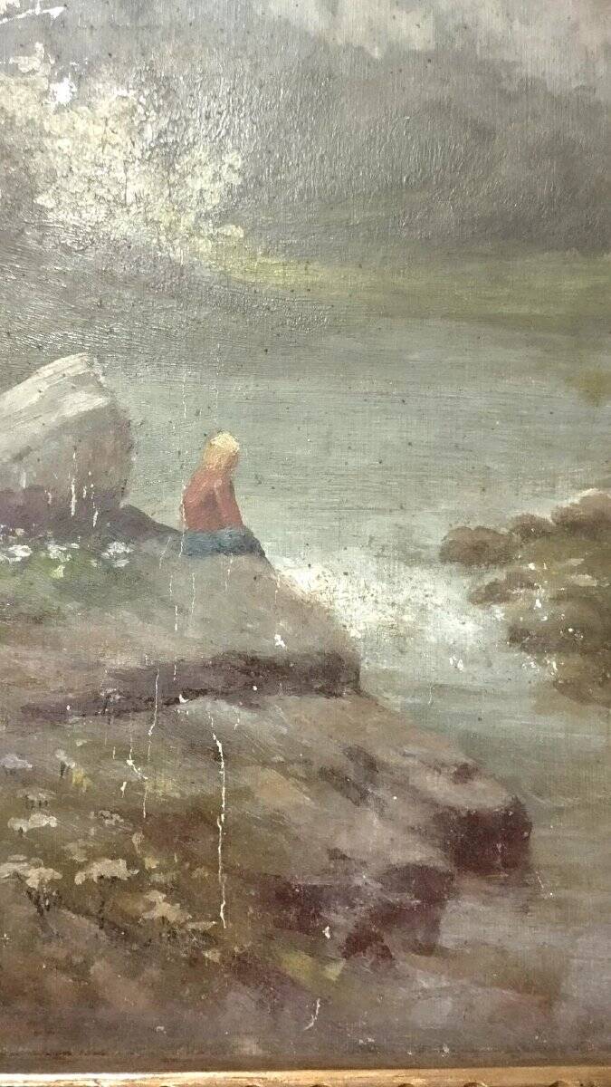 Painting, early 20th century, oil on cardboard, Italy, C. De Consoli
