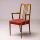 Set of six carved walnut dining chairs, Italy, 1955