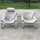 Pair of vintage grey leather armchairs by Ake Fribytter 1970