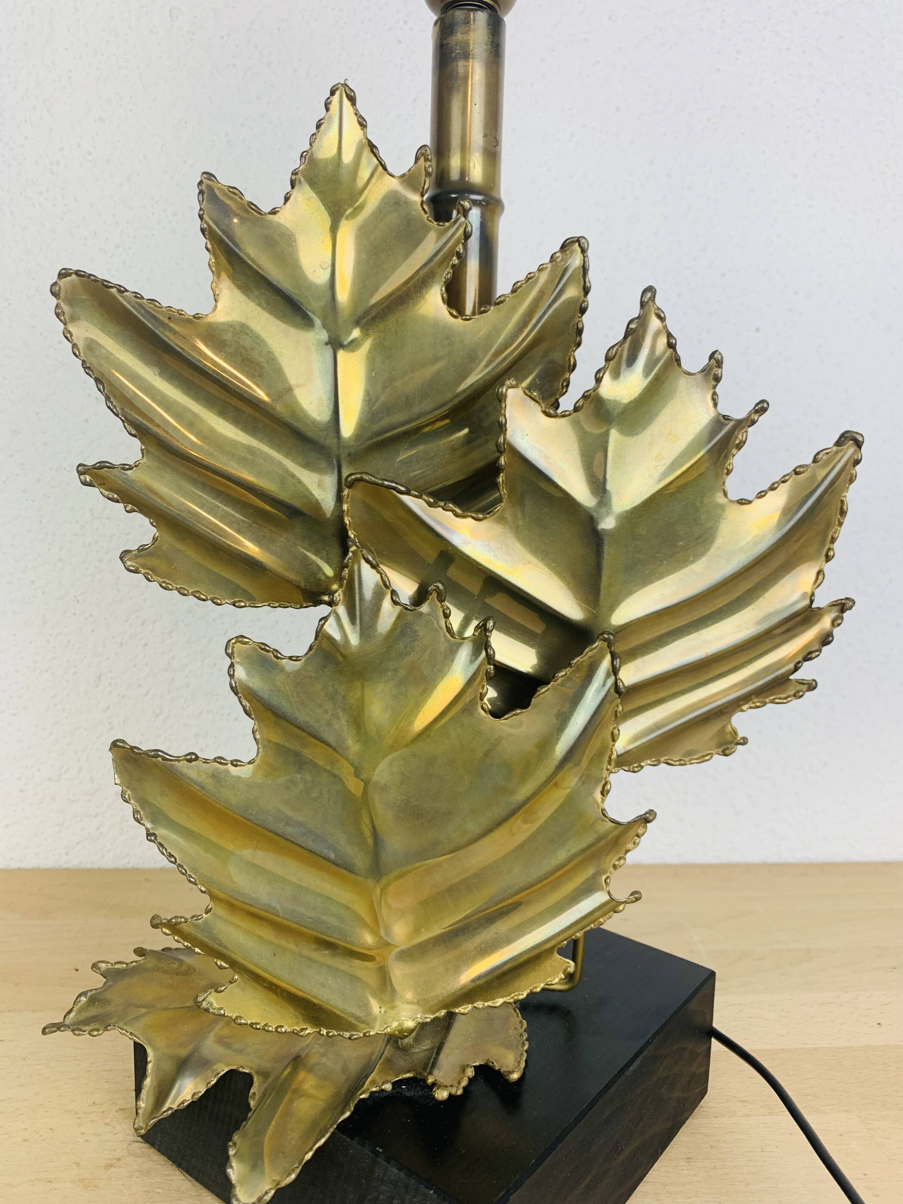 Bamboo and gold leaf lamp, Hollywood Regency style, 1970s