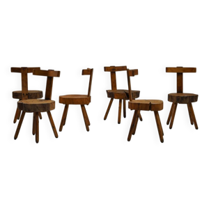 Ensemble de chaises brutalistes - tronc