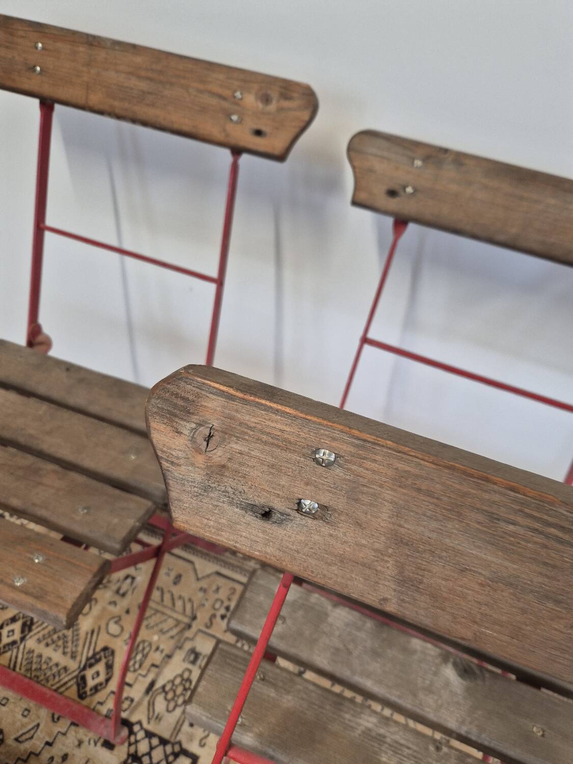 Set of 4 folding chairs for old bistro, guinguette, brasserie