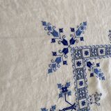 Old tablecloth with English embroidery and cross-stitch - Linen - 160x120 cm
