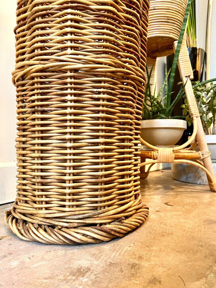 Braided wicker basket