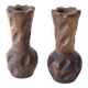 Brutalist wooden candlestick pair