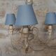 Patinated metal 3-light chandelier