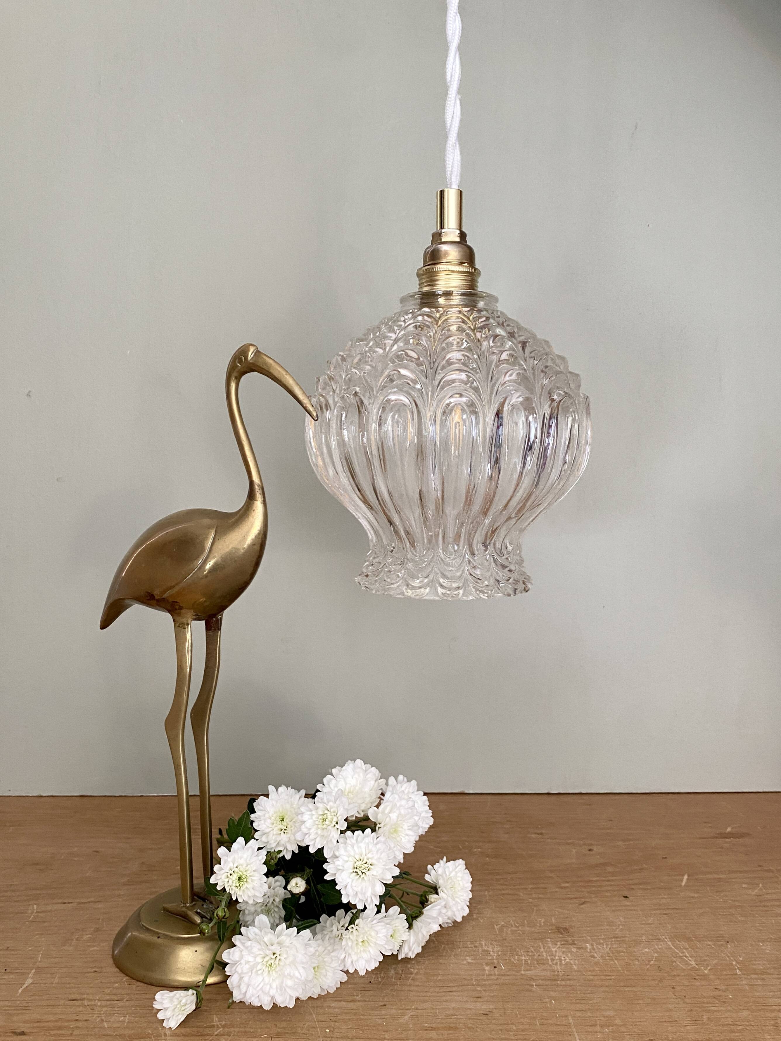 Vintage globe pendant in molded glass