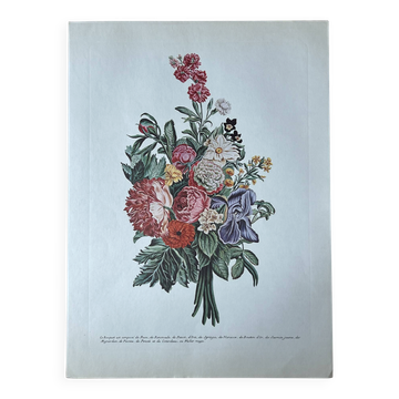 Botanical plate Bouquet of roses, ranunculus, poppies,... 40.4x29.90