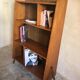 1960's vintage bookcase blond walnut and compass feet