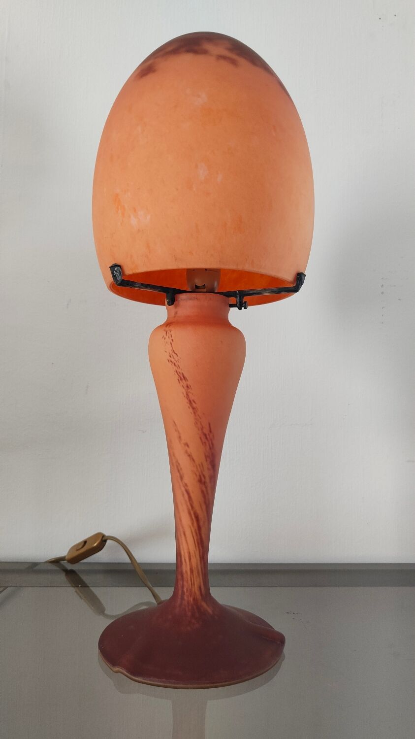 Glass paste lamp signed art of France 1980