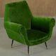 Green velvet armchairs by Gigi Radice, Italy 1950s set of 2