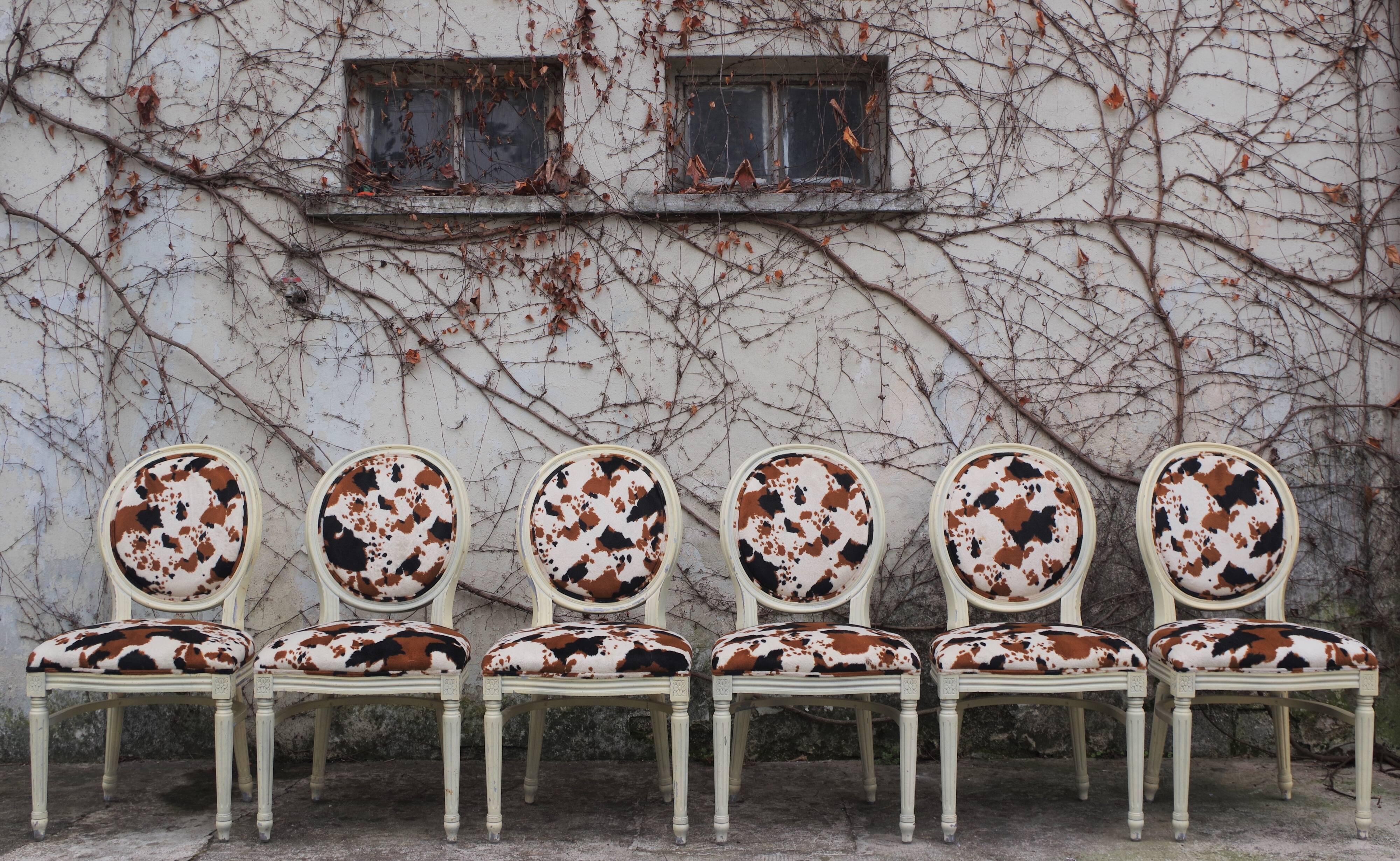 Baroque Style Wooden Dining Chairs, 1980