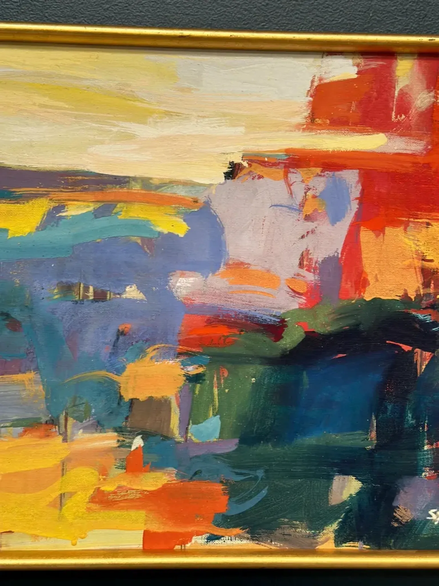 Original Oil on Canvas – “Abstract” by Ubaid Syed – Signed – Vintage & Framed – 53 × 43 cm (20.9" × 16.9")