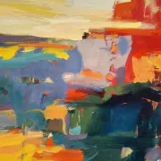 Original Oil on Canvas – “Abstract” by Ubaid Syed – Signed – Vintage & Framed – 53 × 43 cm (20.9" × 16.9")
